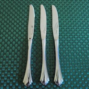 Oneida FALKIRK Dinner Knives Lot Set of 3 Profile Stainless Glossy USA VTG